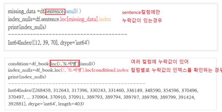  판다스(pandas) 빅데이터 누락 데이터(누락값) 찾기, 삭제하기, 변경하기 방법 2번째
