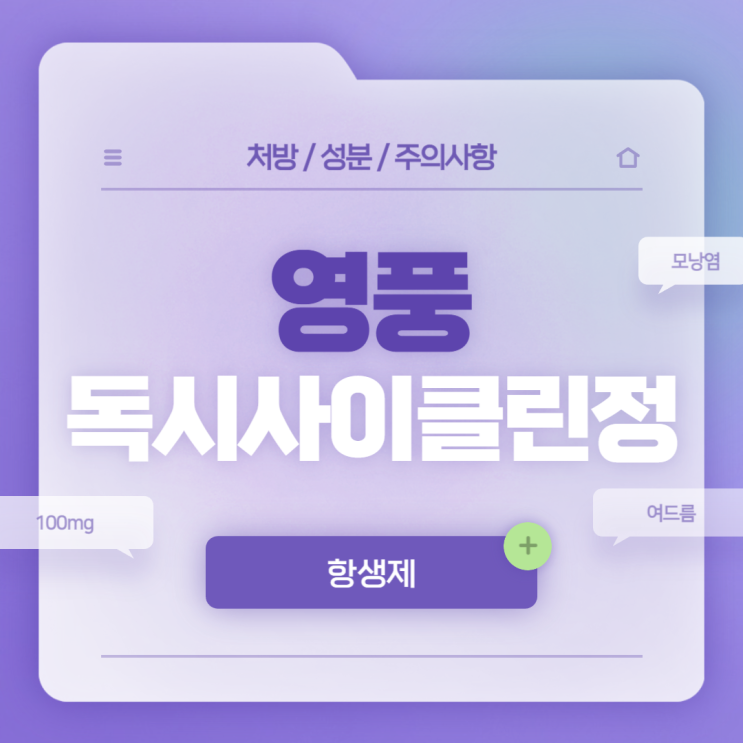  항생제 : 영풍 독시사이클린정 100mg 효과 및 부작용 【#모낭염 #여드름 #복용법 #처방 #술 #독시사이클린】