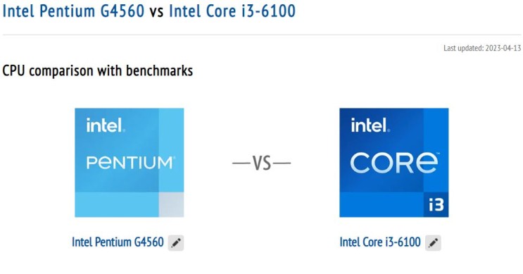 인텔 펜티엄 G4560 성능은 i3- 6100과 동급 수준