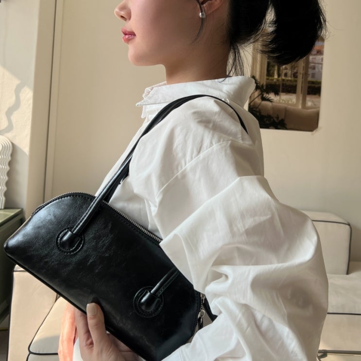 (3col) 와이드 미니 라운드 바게트백 반달가방