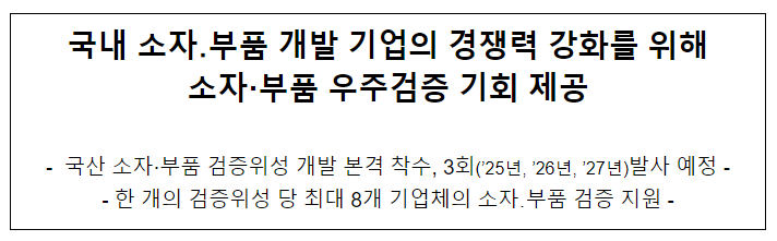 국산 소자·부품 우주검증위성 탑재체 설명회 개최