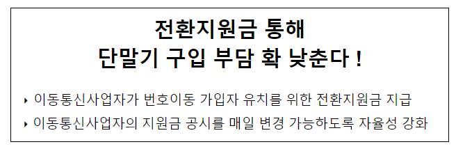 전환지원금 통해 단말기 구입 부담 확 낮춘다 !