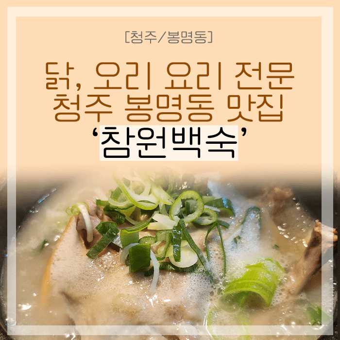  [청주/봉명동] 삼계탕이 맛있는 청주 봉명동 맛집 '참원백숙' 다녀온 후기