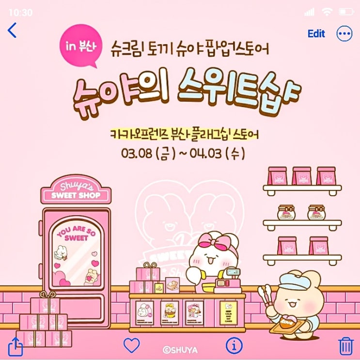 부산 팝업스토어 '슈야의 스위트샵' 리얼후기 :  판매굿즈, 이벤트, 일정소개