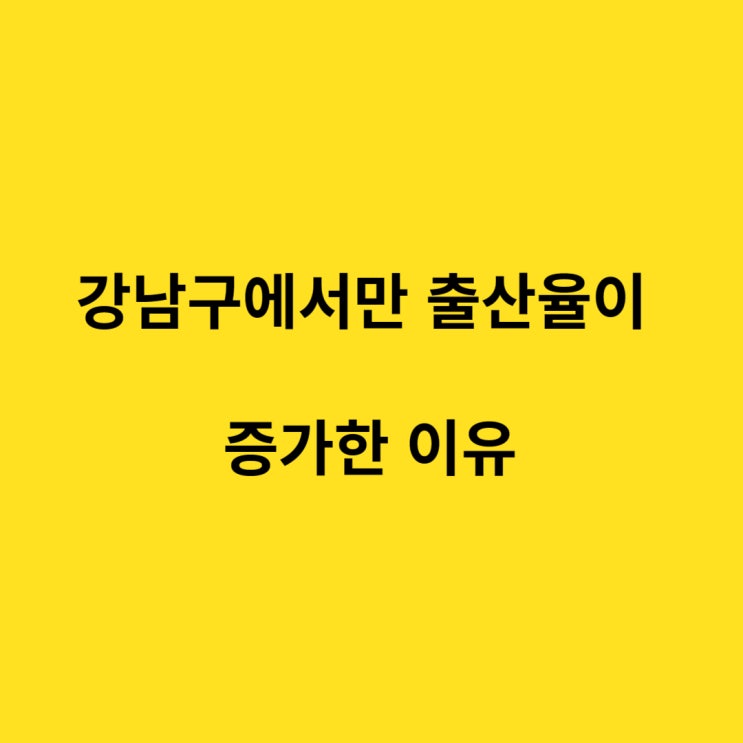  강남구에서만 출산율이 증가한 이유