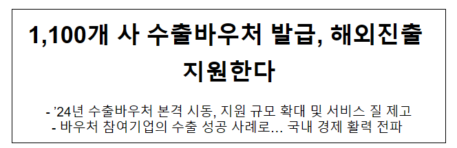 1,100개 사 수출바우처 발급, 해외진출 지원한다