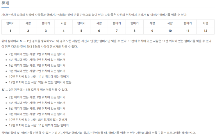  [Python] 백준 실버3 19941번 햄버거 분배 (그리디)