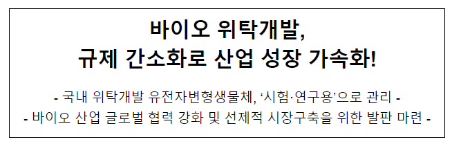 바이오 위탁개발, 규제 간소화로 산업 성장 가속화 바이오 위탁개발, 규제 간소화로 산업 성장 가속화