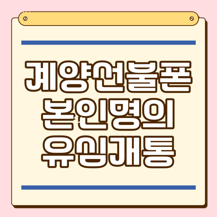  계양선불폰 본인명의 유심 개통 방법