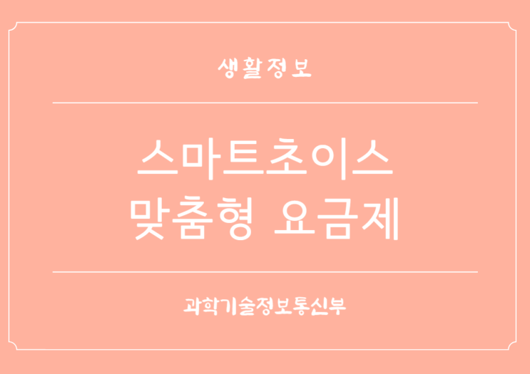  휴대폰 단말기 요금제 스마트초이스 맞춤형 요금제 세분화
