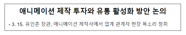 애니메이션 제작 투자와 유통 활성화 방안 논의