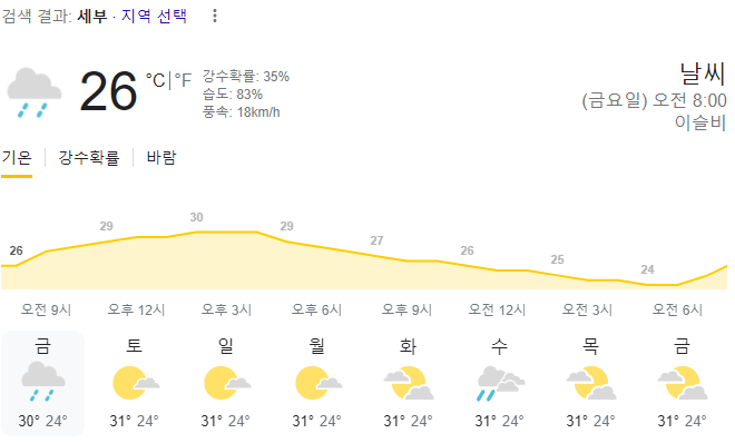  2024년 3월 15일 세부 날씨 올려드려요