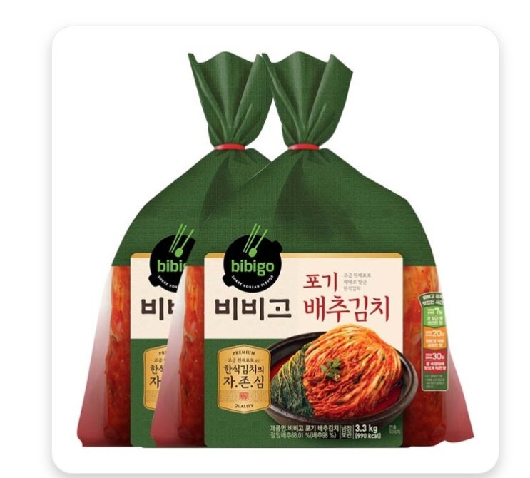 비비고 포기배추김치 3.3kgX2개 비비고 포기배추김치 3.3kgX2개