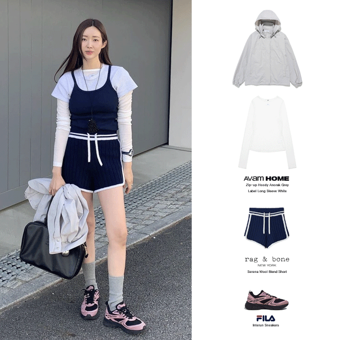 차정원 아밤 아노락 후드 자켓 이너 티셔츠 휠라 인터런 핑크 운동화 신발 패션 스타일링 정보 차정원 아밤 아노락 후드 자켓 이너 티셔츠 휠라 인터런 핑크 운동화 신발 패션 스타일링 정보