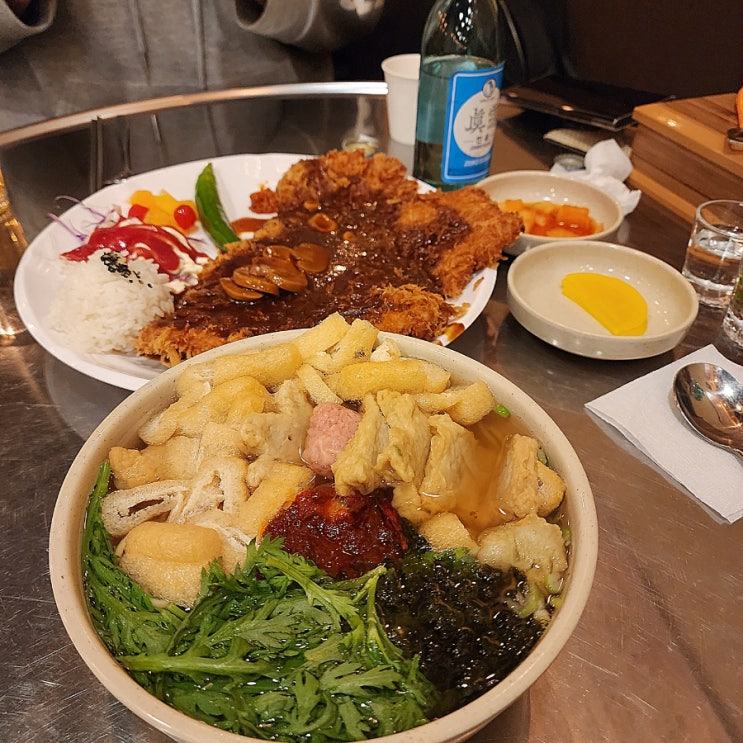  부천시청 한신우동 우동과 돈까스에 소주한잔