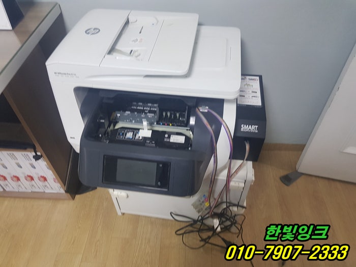 인천 서구 검단 hp8730 프린터 수리 헤드불량 리퍼헤드 교체작업 및  잉크라인 점검 검단동 출장 전문