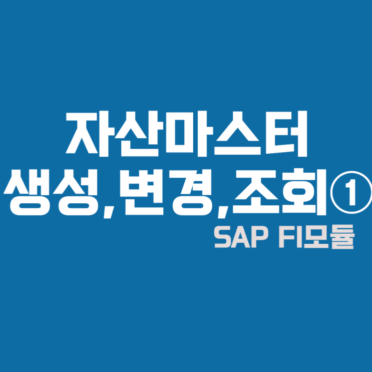  SAP FI모듈 자산마스터 생성,변경,조회① #메뉴,T-CODE,클래스,내역