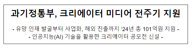 크리에이터 미디어 지원사업 공모