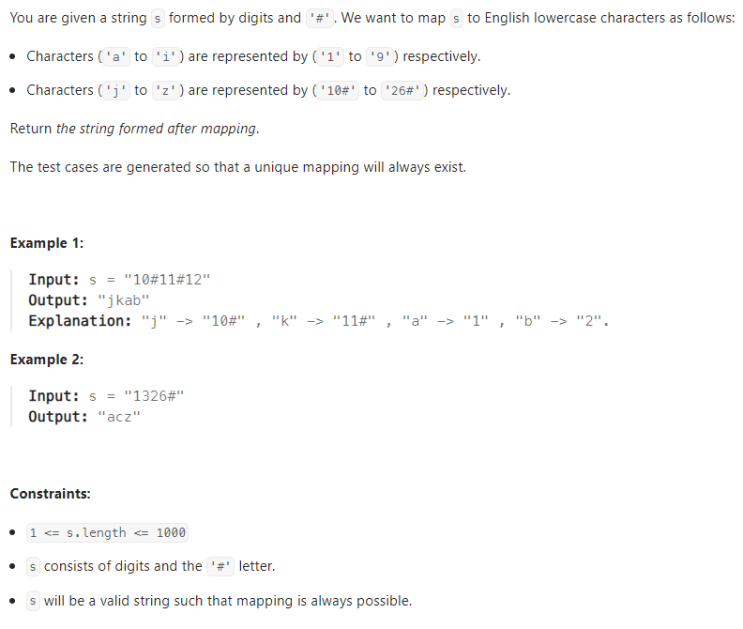JAVA_LeetCode 1309_Decrypt String from Alphabet to Integer Mapping