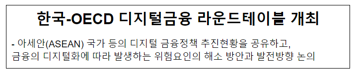 한국-OECD 디지털금융 라운드테이블 개최 한국-OECD 디지털금융 라운드테이블 개최