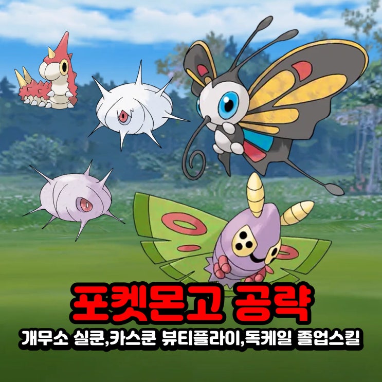  포켓몬고 개무소 진화 실쿤,카스쿤 뷰티플라이,독케일 졸업스킬, 약점, 100CP 공략
