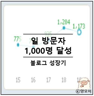  블로그 순방문자수 1000블 달성 네이버 초보 블로거 블린이 성장 다음 목표는
