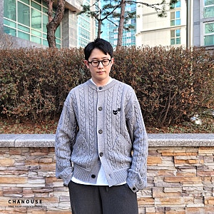 송지오 지제로 남자 라운드넥 꽈배기 니트 가디건 코디 리뷰 !