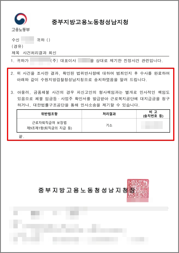  일용직 퇴직금체불 1천만원 인정받은 성공사례!(성남노동청 퇴직금 신고)