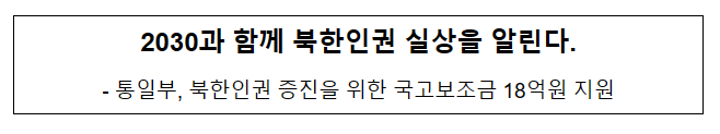 2030과 함께 북한인권 실상을 알린다. 2030과 함께 북한인권 실상을 알린다.