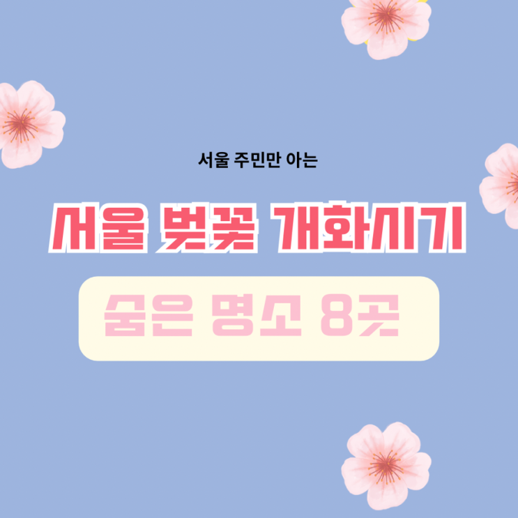  서울 벚꽃 개화시기 주민만 아는 숨겨진 벚꽃 명소 9곳