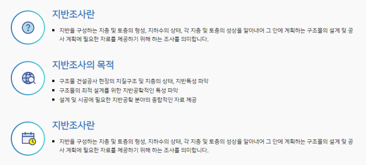  지반조사 보고서 또는 평판 재시험