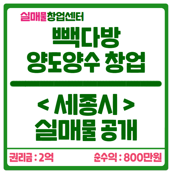 세종 빽다방 양도양수 창업 실매물 공개 세종 빽다방 양도양수 창업 실매물 공개