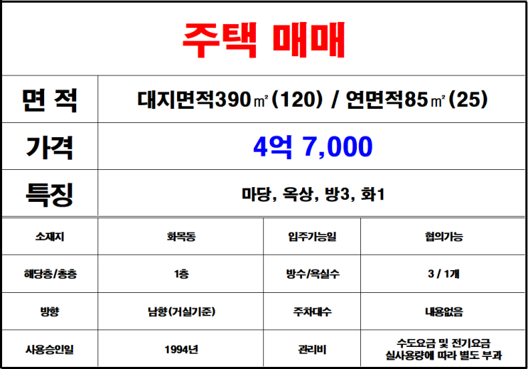  김해 칠산 화목동 주택 매매