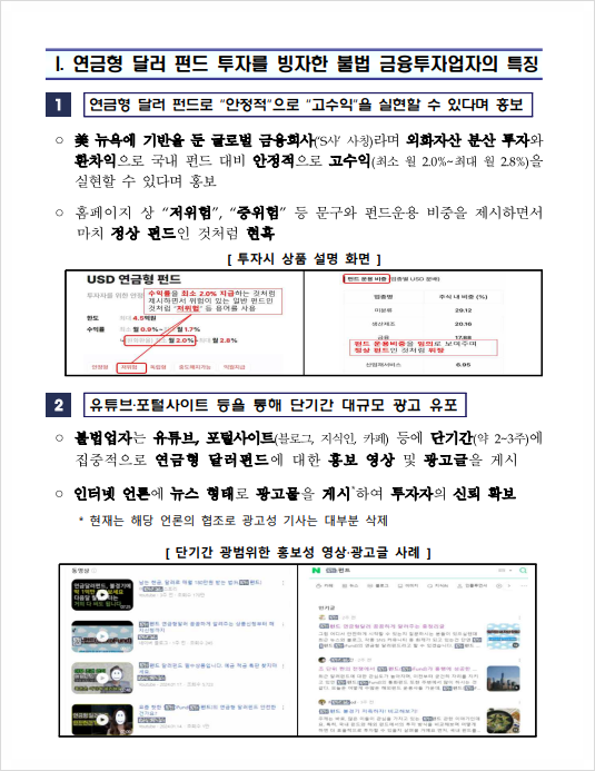  '연금형 달러 펀드' 투자 '금융사기'  대응 방안