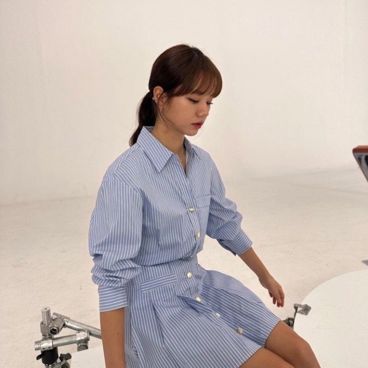  마쥬 스트라이프 셔츠 원피스 혜리도 입었어요. 넘 예쁜데 초대박 핫딜가 득템기회!