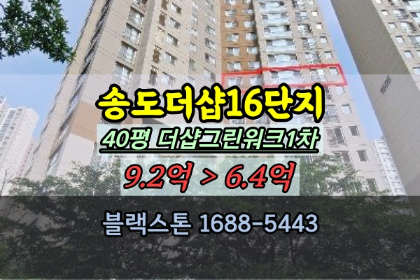 송도더샵그린워크 1차 경매 40평 송도40평대 아파트 추천