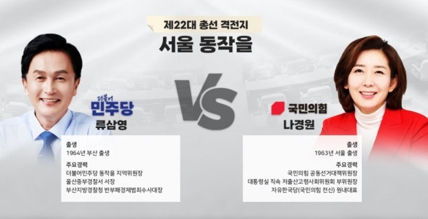서울 동작구 을 여론조사 나경원 <b>류삼영</b> 초박빙 선거 예측 불허