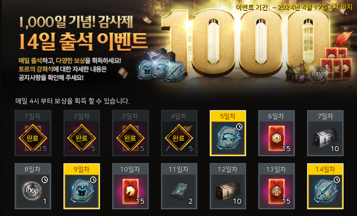  오딘 무소과금의 1000일 기념 이벤트 보상 체감 후기