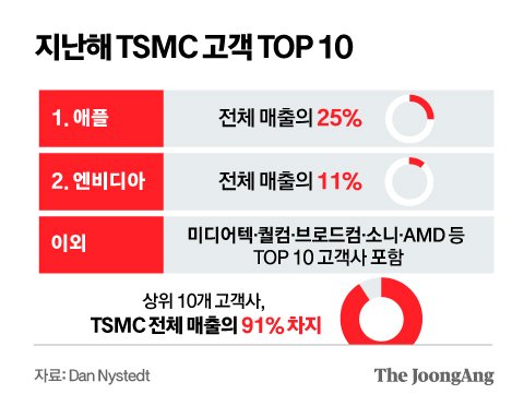 천하의 엔비디아·애플도 줄섰다…"TSMC AI칩 점유율 곧 100%" 천하의 엔비디아·애플도 줄섰다…"TSMC AI칩 점유율 곧 100%"