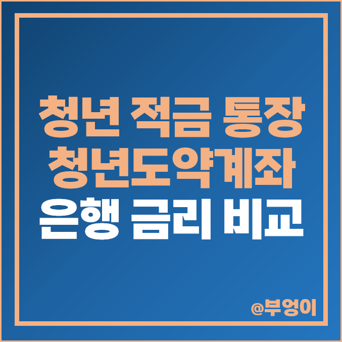 청년 적금 이자 높은 은행 금리 비교 청년도약계좌 통장 특판 추천