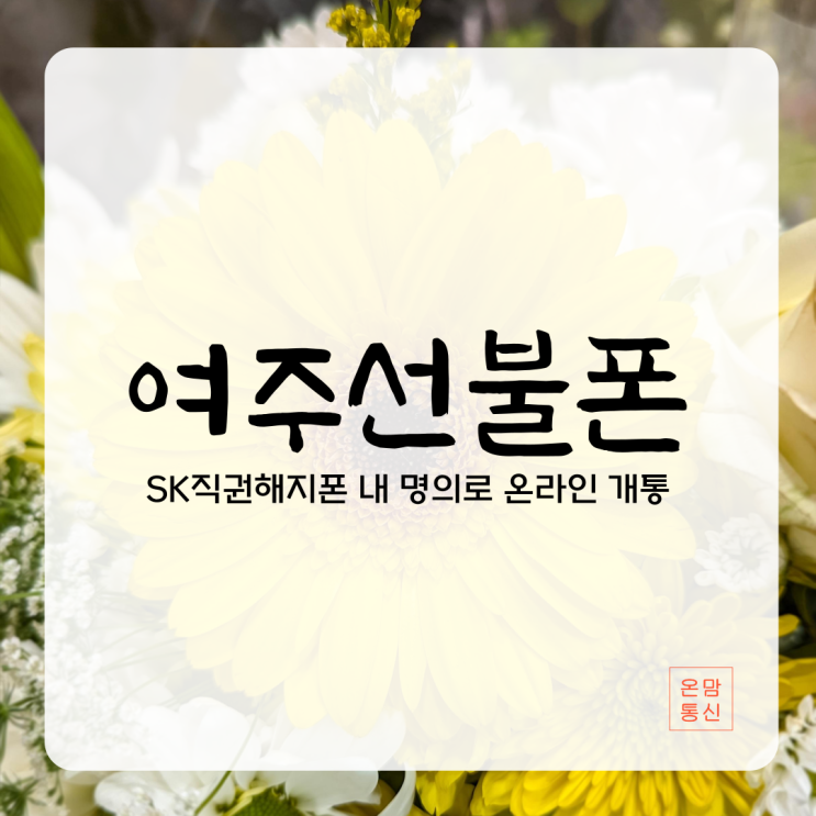  여주선불폰 SK 직권해지폰 내 명의로 온라인 셀프 개통