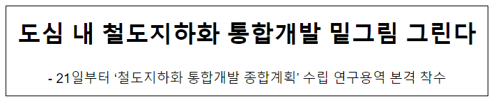 도심 내 철도지하화 통합개발 밑그림 그린다 도심 내 철도지하화 통합개발 밑그림 그린다