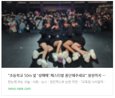 [뉴스] "초등학교 50m 앞 '성매매' 페스티벌 중단해주세요" 청원까지 등장
