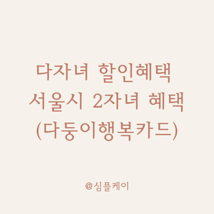  다자녀 국가 지원 제도 / 서울시 두자녀 다둥이행복카드 혜택 정리