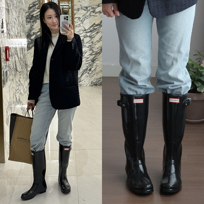  2년째 신는 헌터 레인부츠 롱 코디 사이즈 팁  장단점