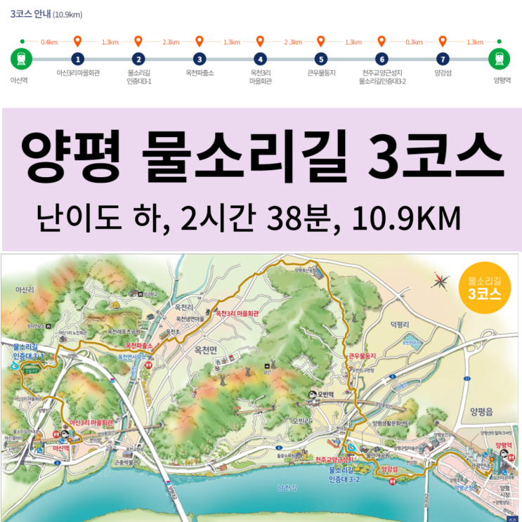  양평 물소리길 3코스 (난이도 하, 2시간38분, 10.9KM)