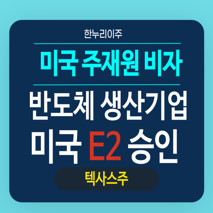  반도체 생산기업의 글로벌 진출 - 미국E2비자 발급