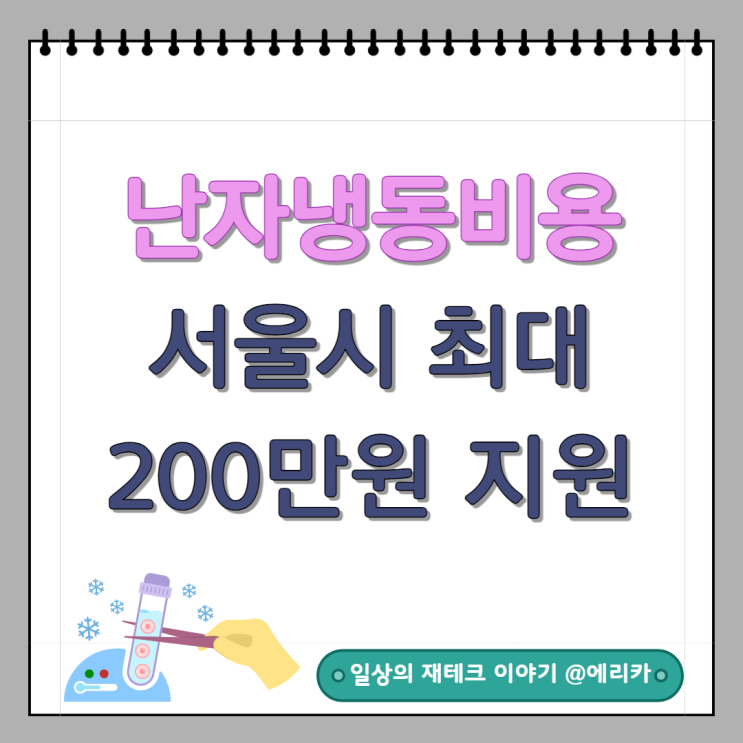 난자냉동비용 서울시 최대200만원 지원 :연중접수