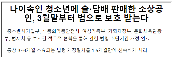 나이속인 청소년에 술·담배 판매한 소상공인, 3월말부터 법으로 보호 받는다 나이속인 청소년에 술·담배 판매한 소상공인, 3월말부터 법으로 보호 받는다