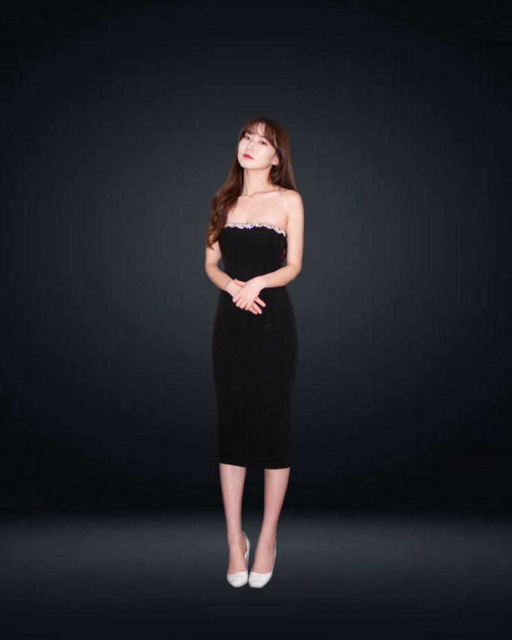  포포베이비 튜브탑 블랙 보석 스팽클 피로연 2부드레스 연말모임 파티룩